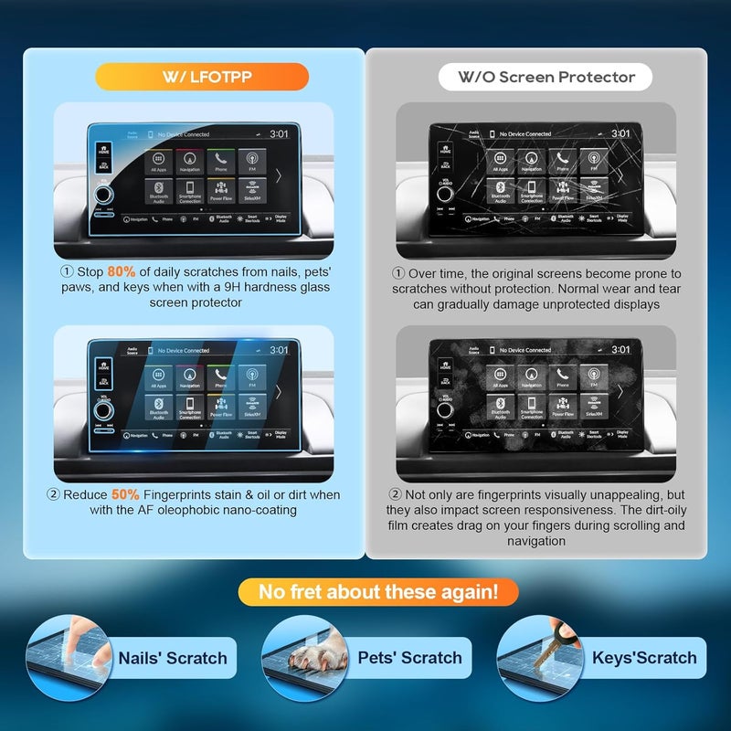 LFOTPP For 2025 Honda Pilot Screen Protector -9 inch Touchscreen 9H- 2023 2024 2025 Honda Pilot (EX-L/TrailSport/Touring/Elite/Black Edition)TemperedGlass 2025 Pilot Accessories Glass Anit-Fingerprint - Image 2